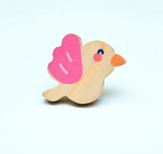 Handmade Pine Wood Bird Knob for Kids Furniture